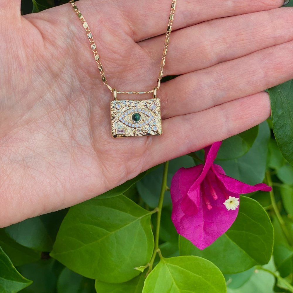 Evil Eye Gold Plated Necklace Good Luck Prosperity Health Lucky